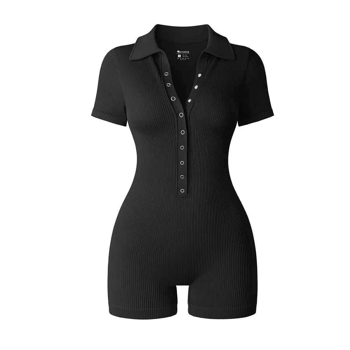 OQQ Women Yoga Rompers Ribbed V Neck Stretch Tummy Control Exercise Rompers Casual Comfort Summervibes
