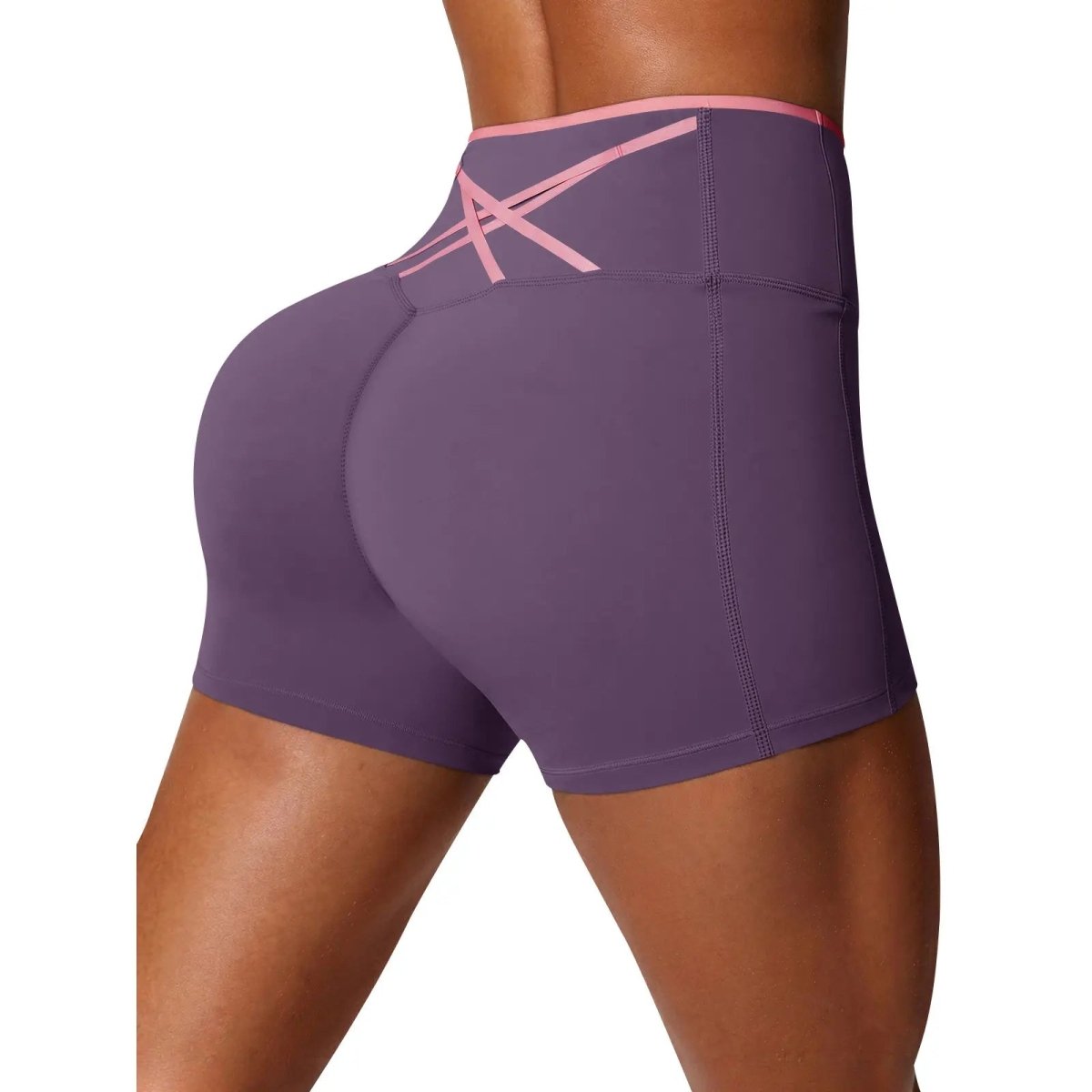 Aoysky Womens Workout Biker Shorts 5" Color Block High Waisted Yoga Athletic Shorts
